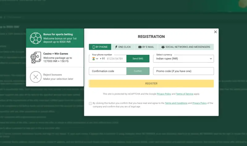 Screenshot of Betwinner registration page Screenshot of Betwinner registration page
