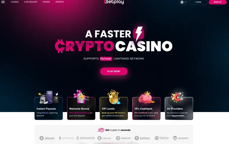 Betplay casino homepage (screenshot)