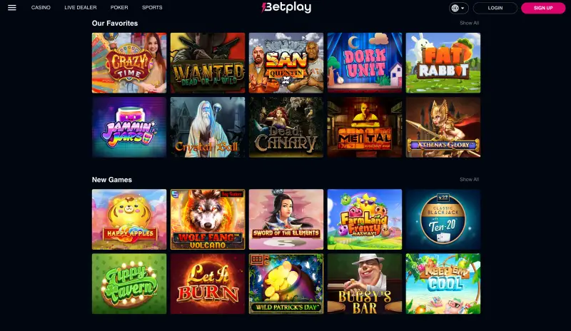 Betplay.io slots (screenshot)
