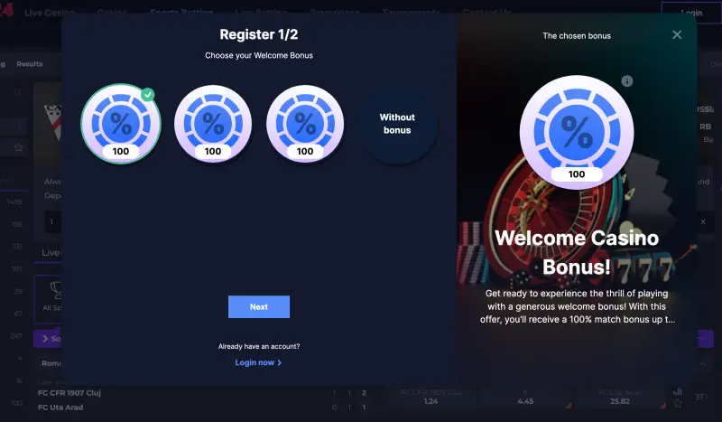 Screenshot of Bitbet24 registration page 1 Screenshot of Bitbet24 registration page 1