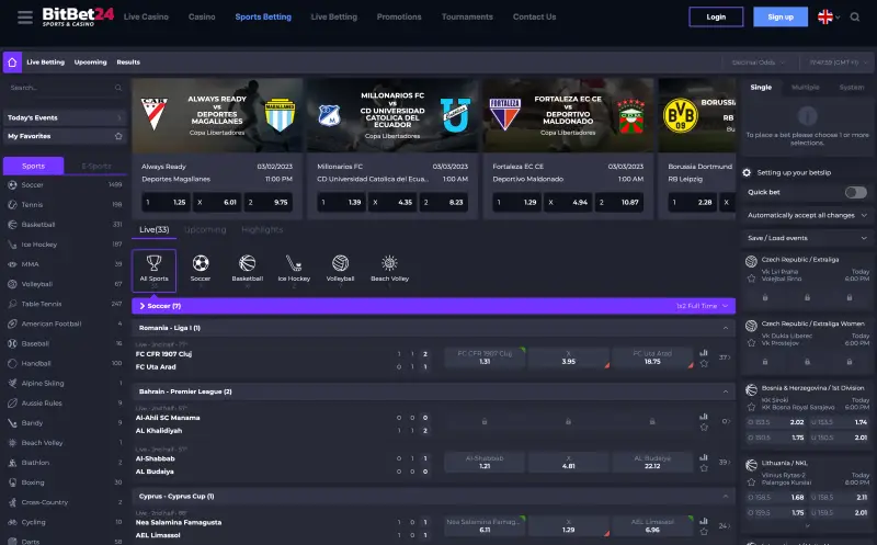 Bitbet24 sportsbook (screenshot) Bitbet24 sportsbook (screenshot)