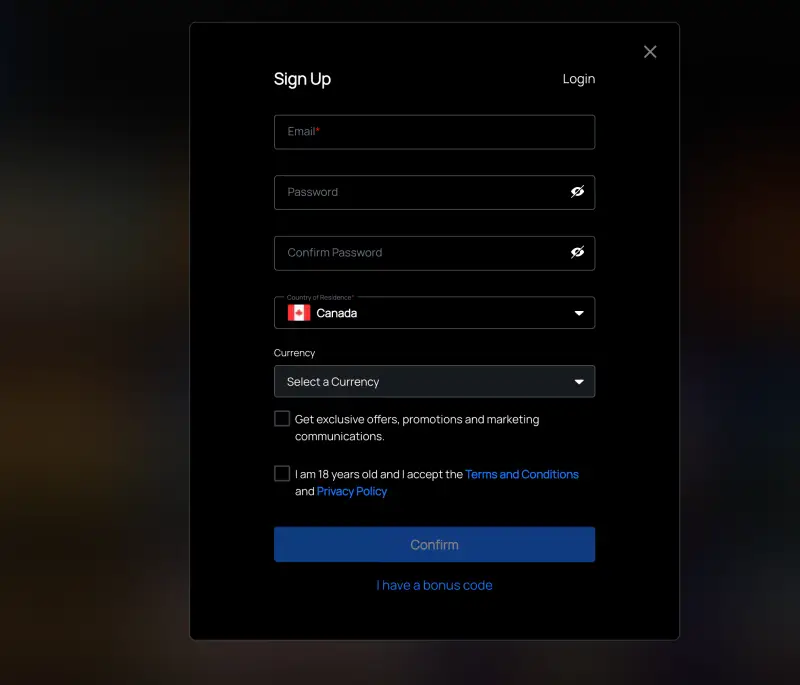 Bitspincasino registration