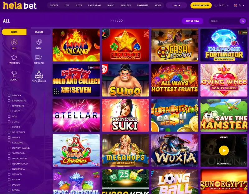 Helabet Casino Homepage- Review