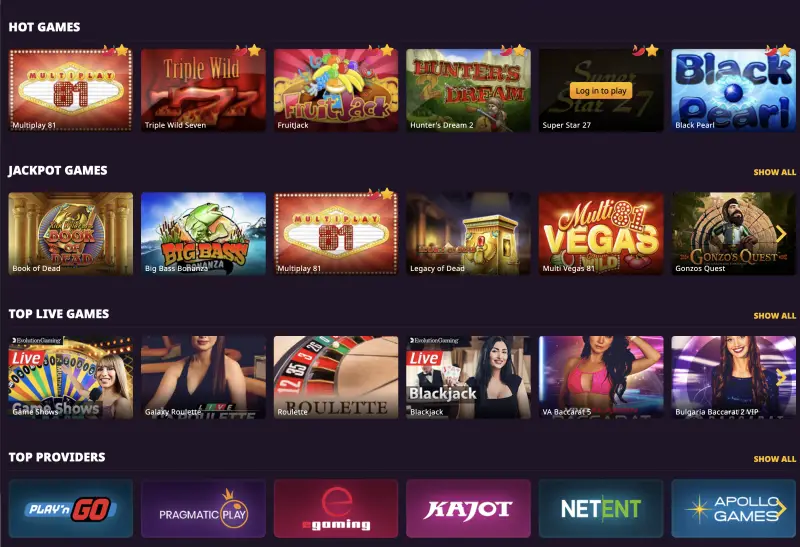 Respin casino games (screenshot)