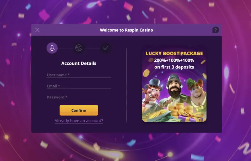 respin casino registration