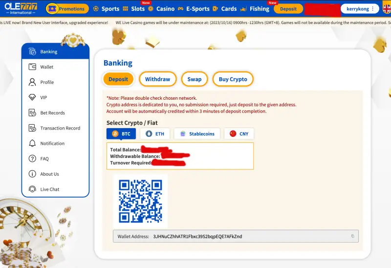 Ole777-how to deposit with crypto