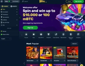 winz io casino screenshot