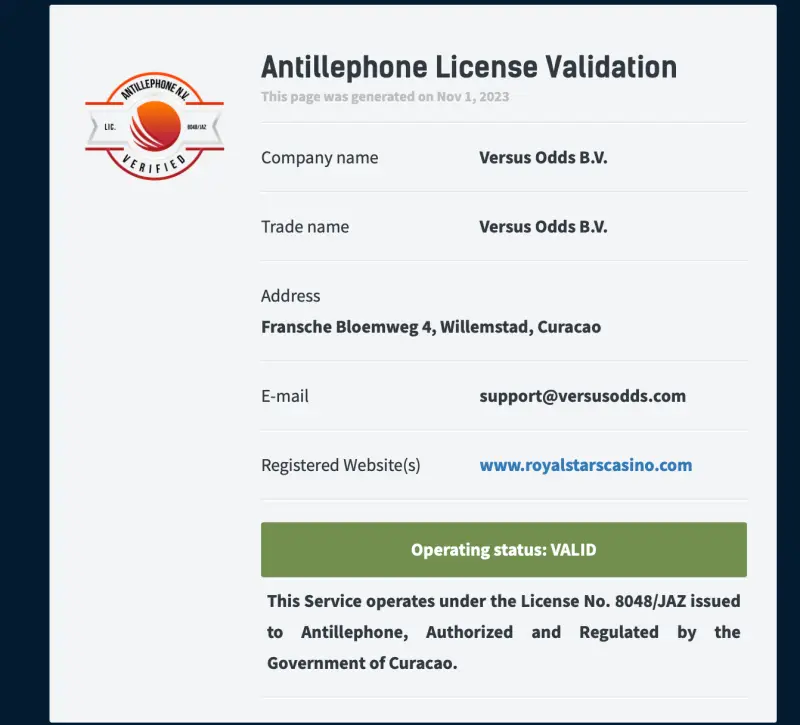 royal stars casino license seal royal stars casino license seal