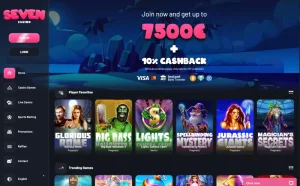 seven casino homepage screenshot