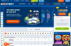 mostbet sports screenshot